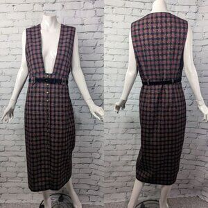 Vintage plaid dress  Button front dress  Vintage plaid dress women  90s midi